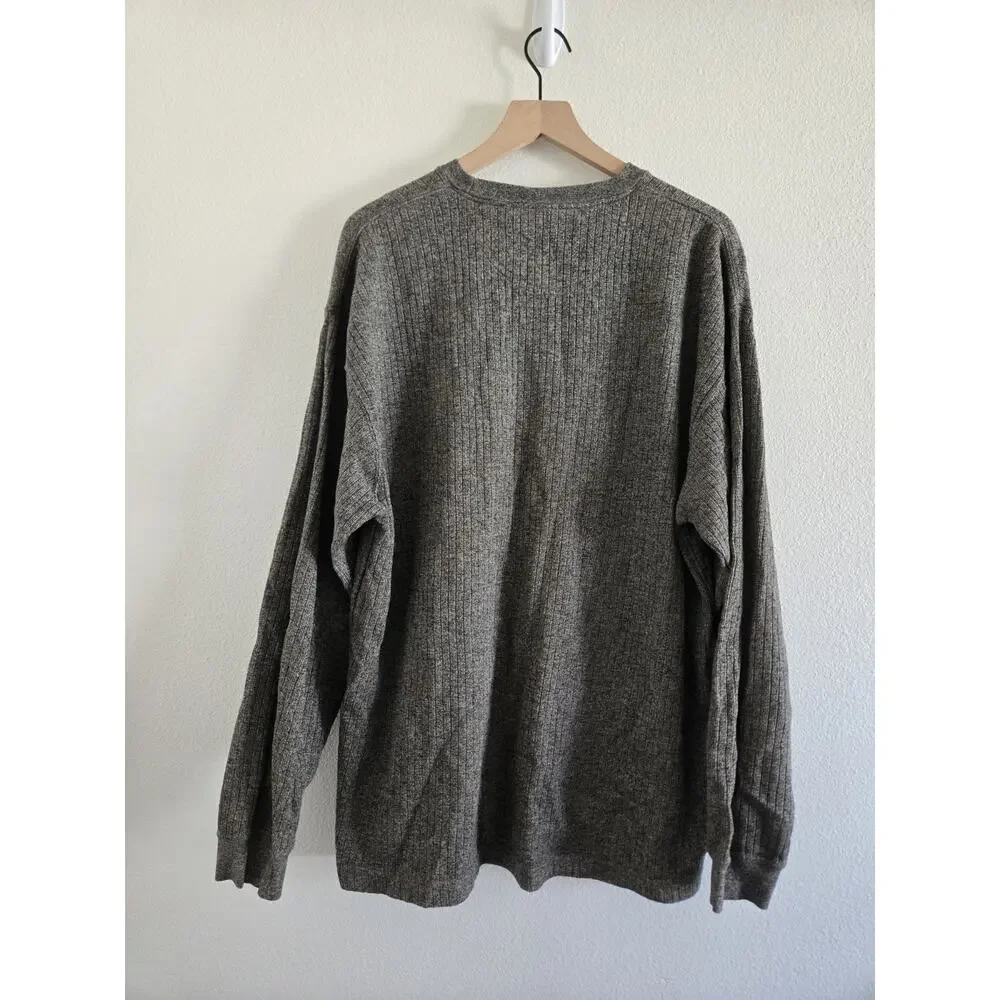 Mens Naturalife XXL Thick Long Sleeve 100% Cotton Pullover Shirt Ribbed Gray
